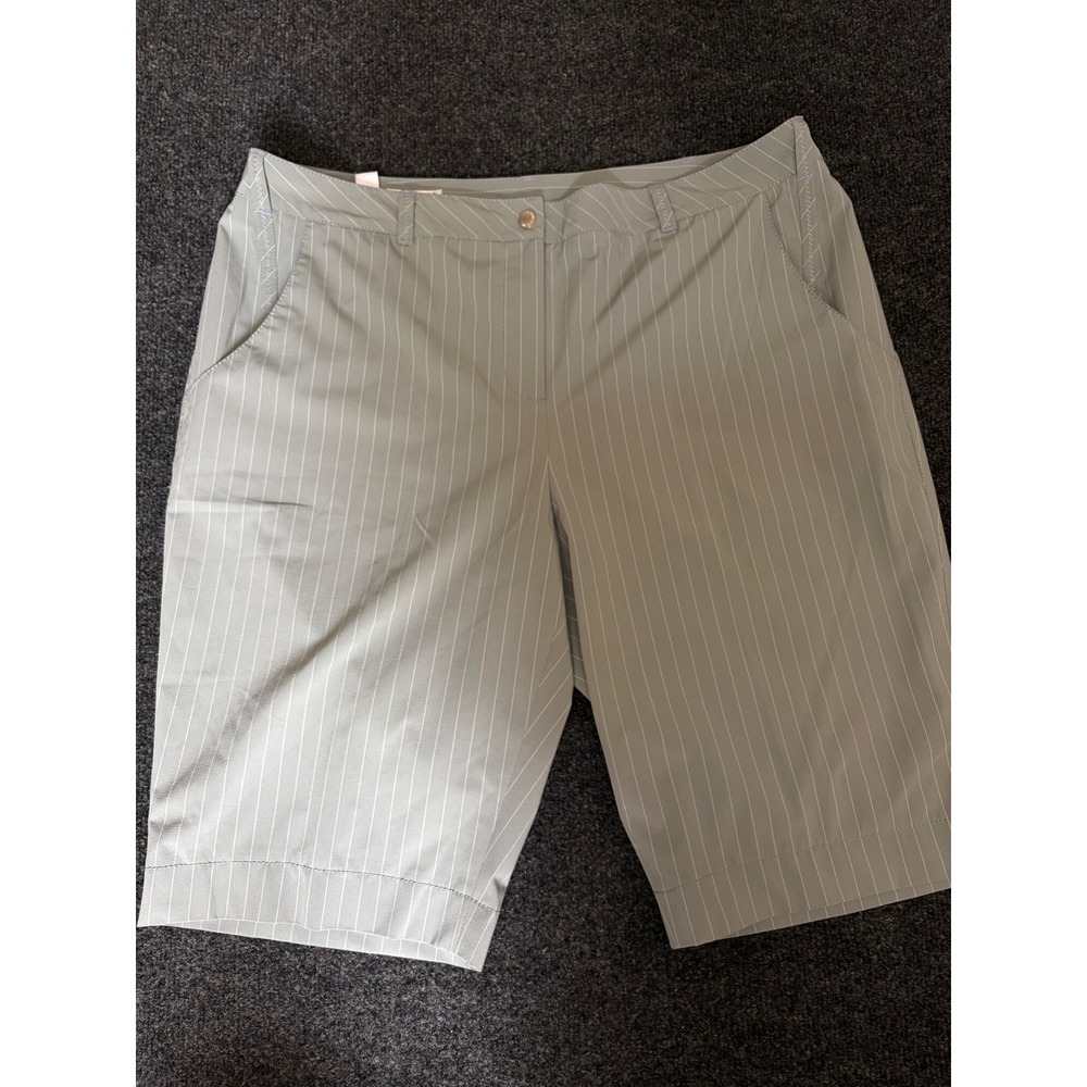 Annika Cutter & Buck Mens Pinstripe Golf Shorts Sage Green Size 16/46